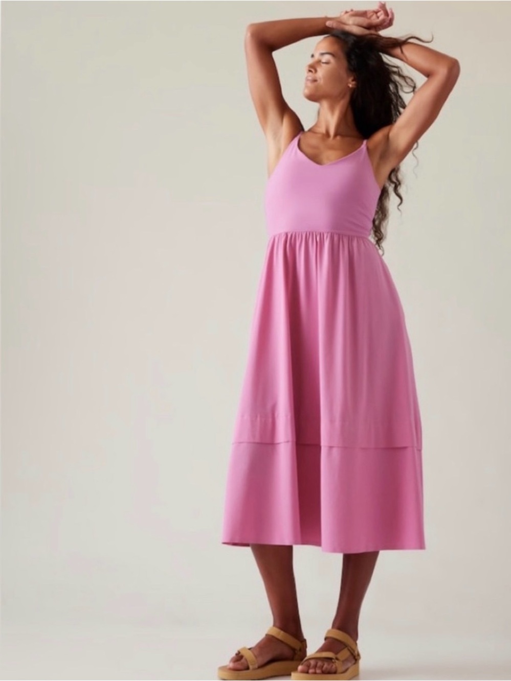 Athleta Pink Midi Tank Dress